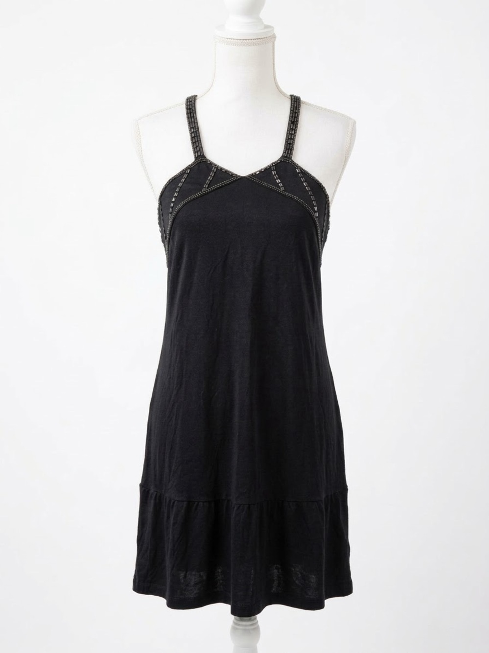 Vintage TO THE MAX 100% Silk Beaded Corset Back Y2K Mini Slip Dress